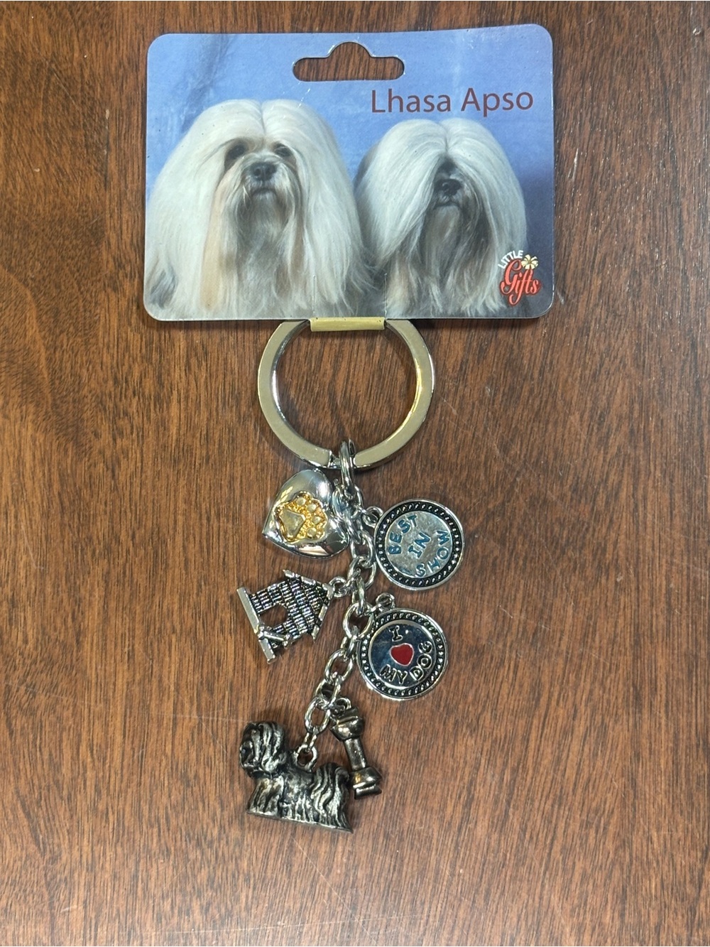 Lhasa Apso Multi-Charm Keychain Pewter Best In Show Collectible